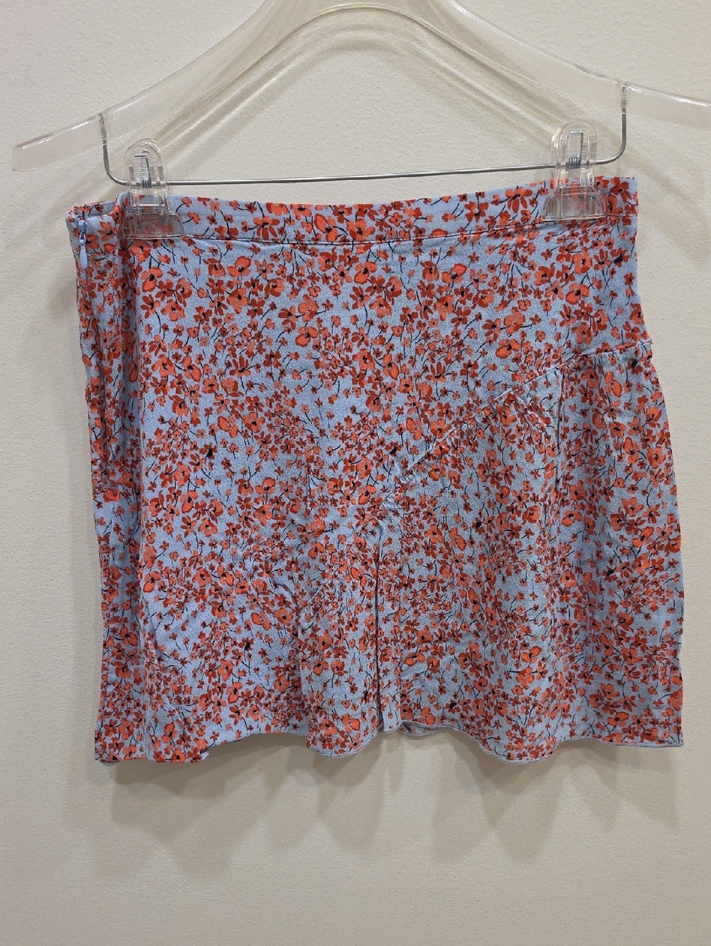 H&M Purple Mini Skirt with Red Floral Print